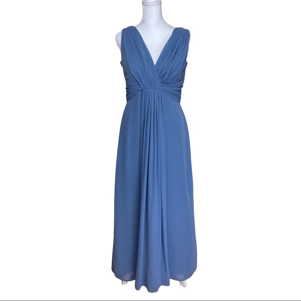 Dessy Collection Vivian Diamond Larkspur Blue Prom Bridesmaid Dress Gown 10